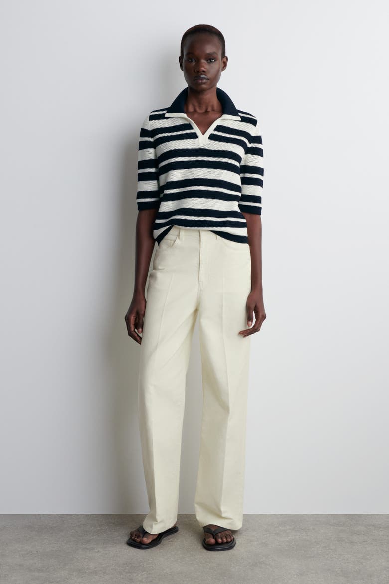 Cotton-Canvas Straight-Leg Pants, Main, color, CHALK