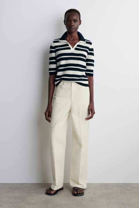 Cotton-Canvas Straight-Leg Pants