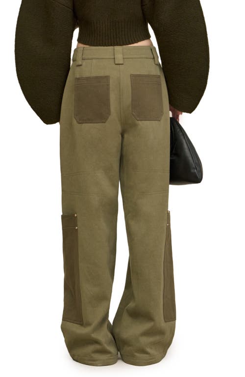 Cult Gaia Wynn Colorblock Cargo Wide Leg Pants In Green
