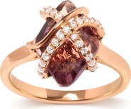 Haus of Brilliance 14K Gold 1/5 Ct Diamond Wrapped Amethyst Cocktail Ring