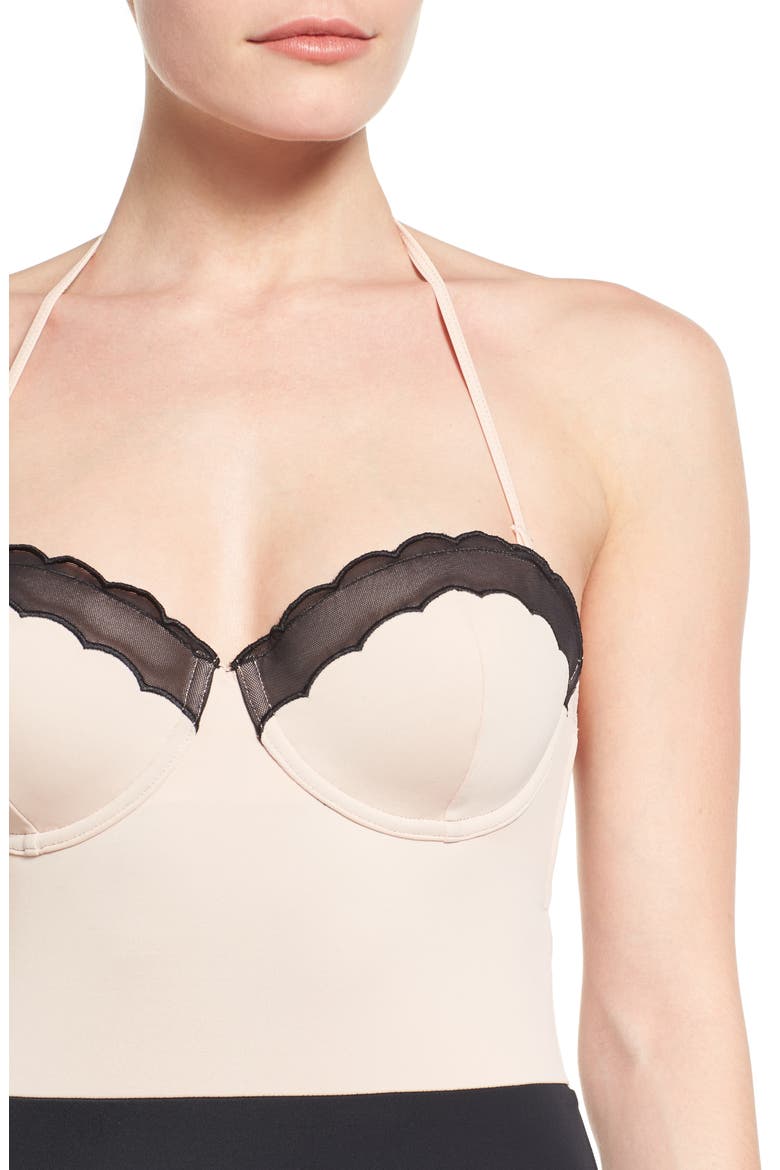 Scallop One-Piece Swimsuit, Alternate, color, BLACK