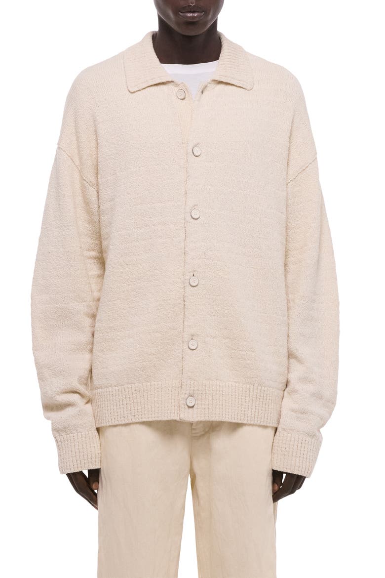 Wool & Cotton Blend Slub Cardigan, Main, color, NATURAL