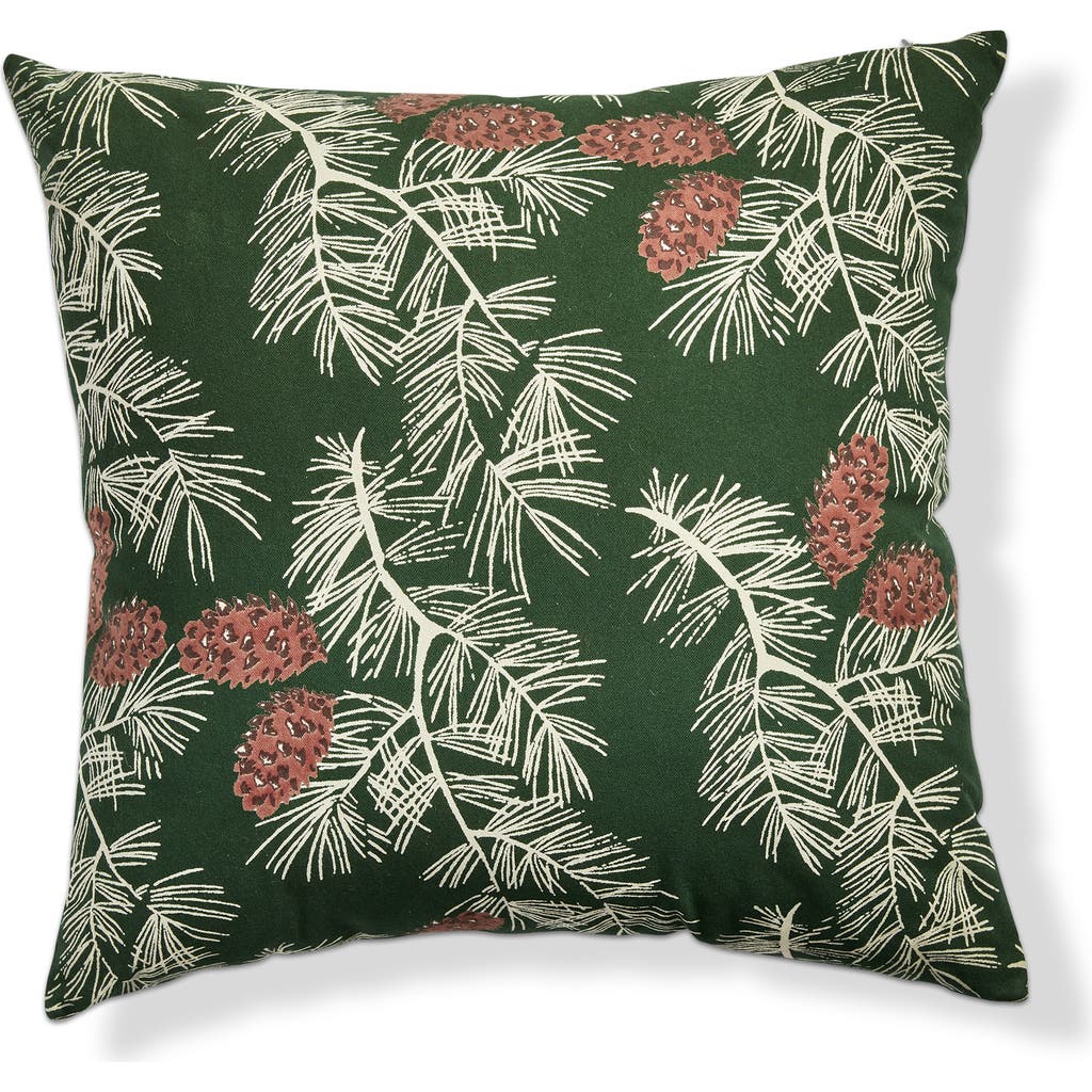 Tag Wilde Pinecone Throw Pillow Green Multi Cotton 20x20 Machine Washable Perfect For Christmas Deco