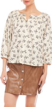 FIFTEEN TWENTY Sam Floral Print Cotton Peasant Top