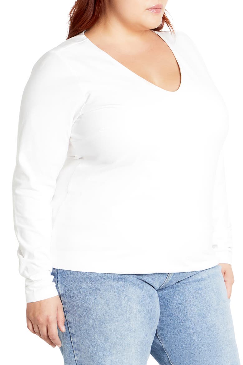 Annie V-Neck Top, Alternate, color, WHITE