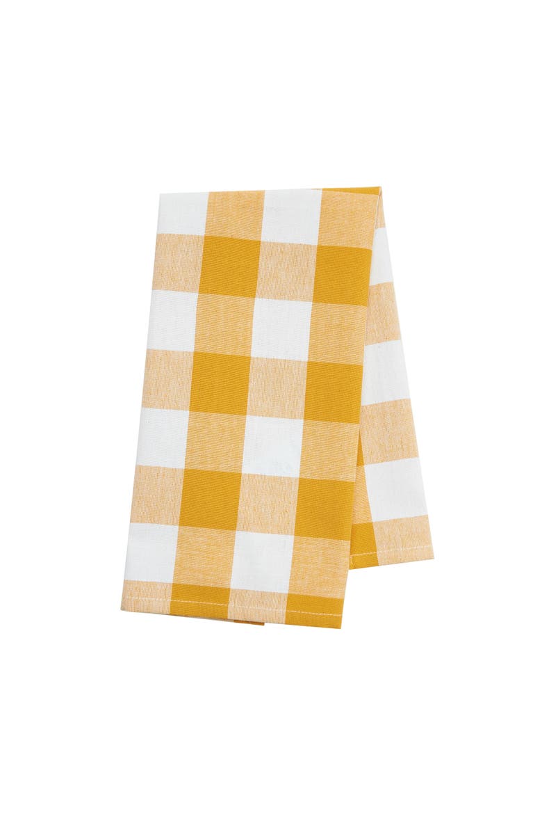 Franklin Ochre Gingham Check Kitchen Towel, Main, color, Yellow