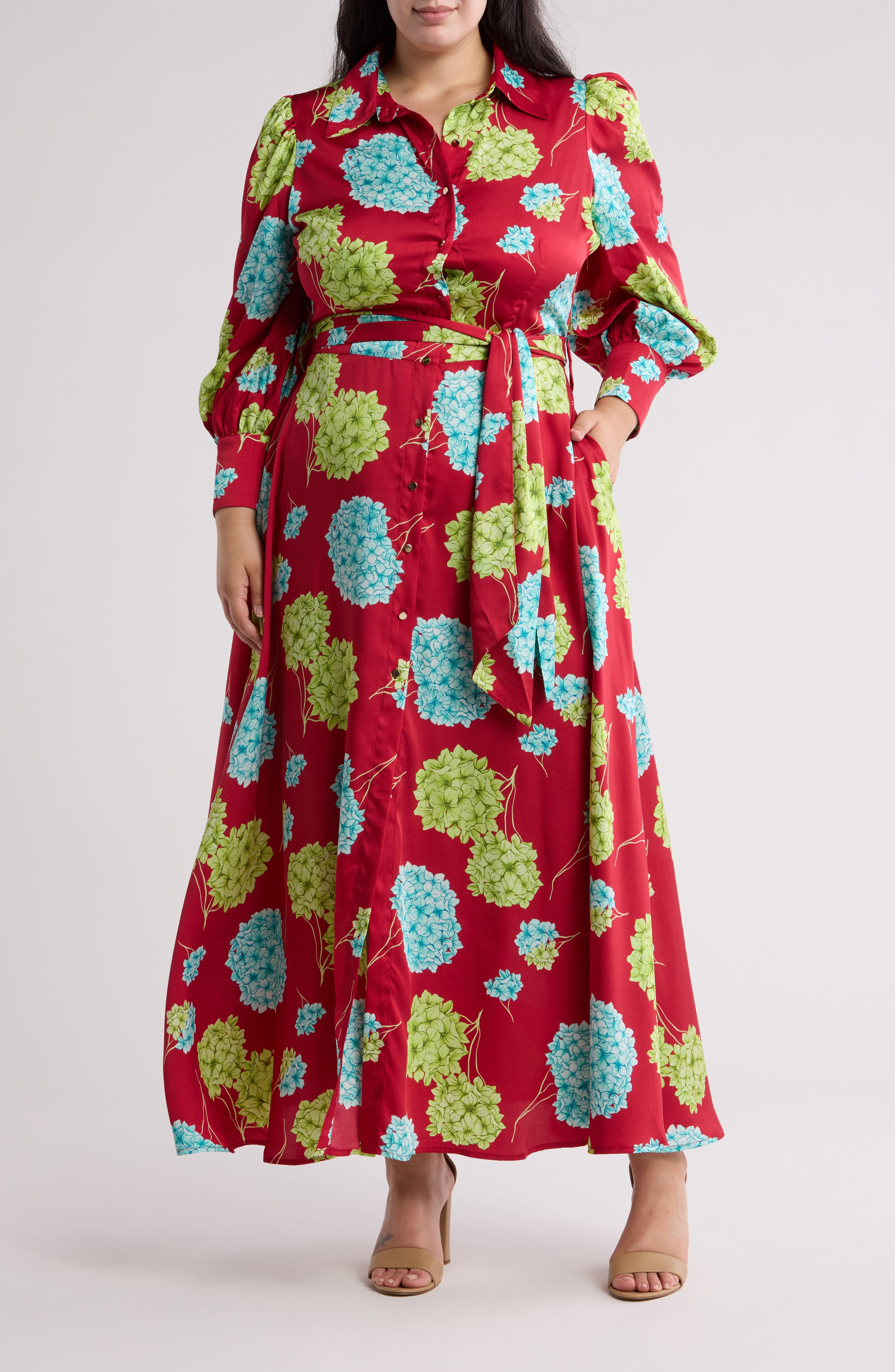 BY DESIGN Haiti Long Sleeve Maxi Shirtdress