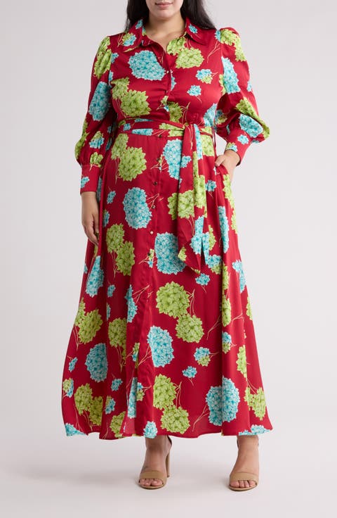 Haiti Long Sleeve Maxi Shirtdress (Plus)