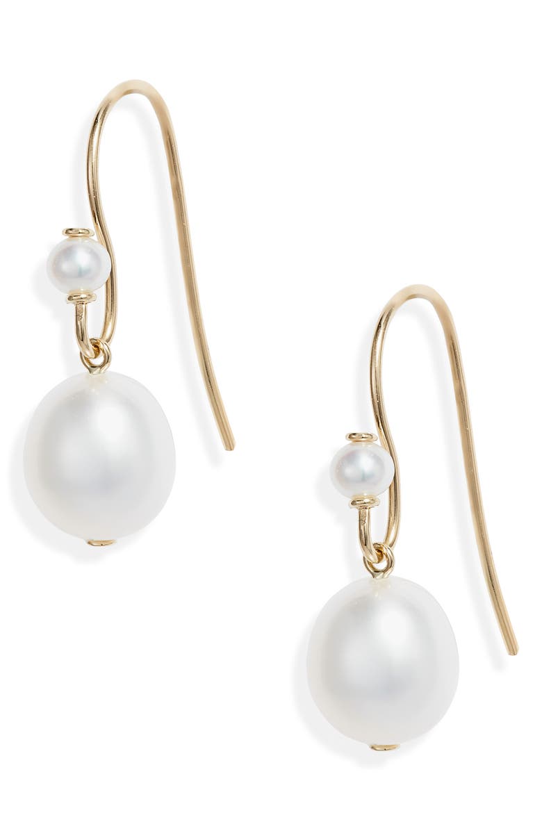 Poppy Finch Oval Cultured Pearl Drop Earrings, Main, color,
