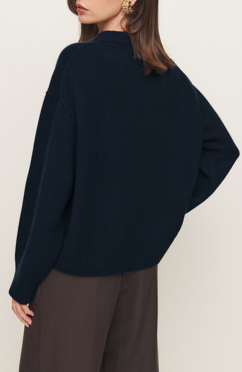 Reformation Cove Oversize Crewneck Cashmere Blend Sweater, Alternate, color, Navy