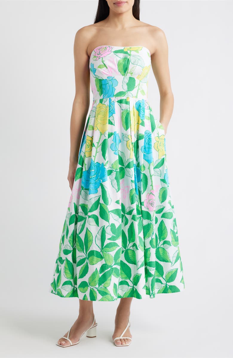 Lilly Pulitzer<sup>®</sup> Kenni Floral Print Strapless Dress, Main, color, Multi Rose Bud