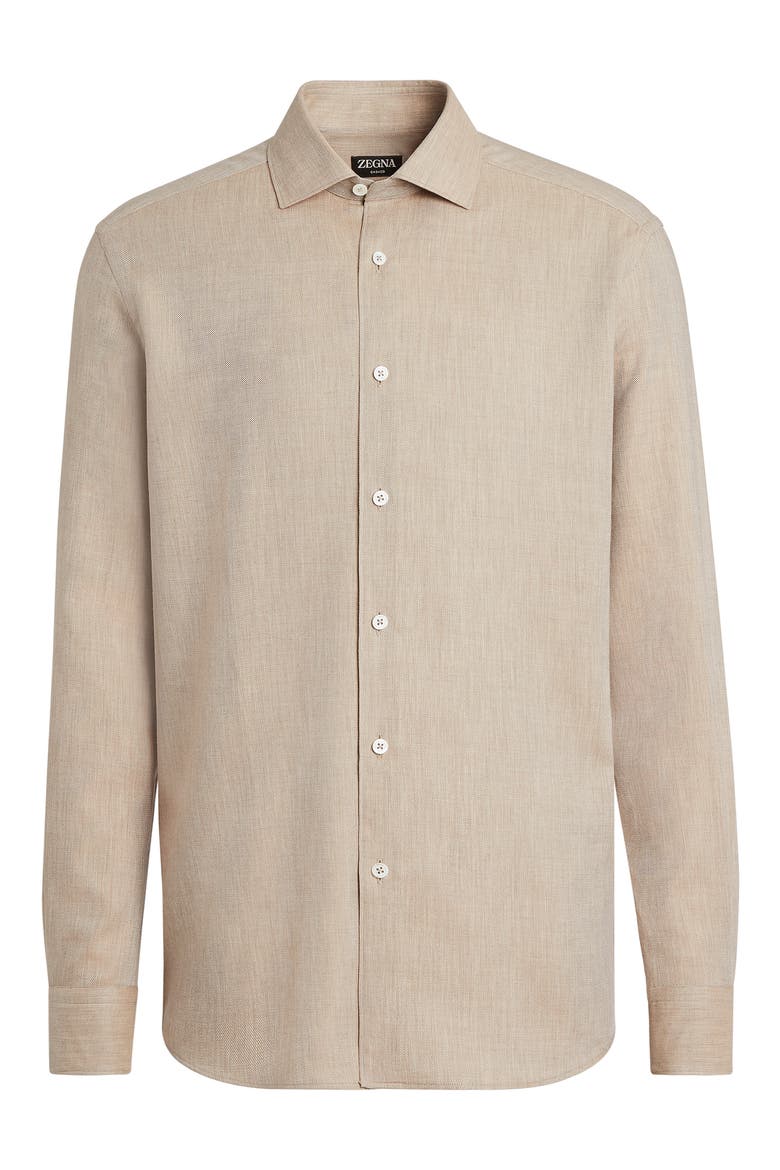 Cashco Cotton & Cashmere Button-Up Shirt, Alternate, color, BEIGE