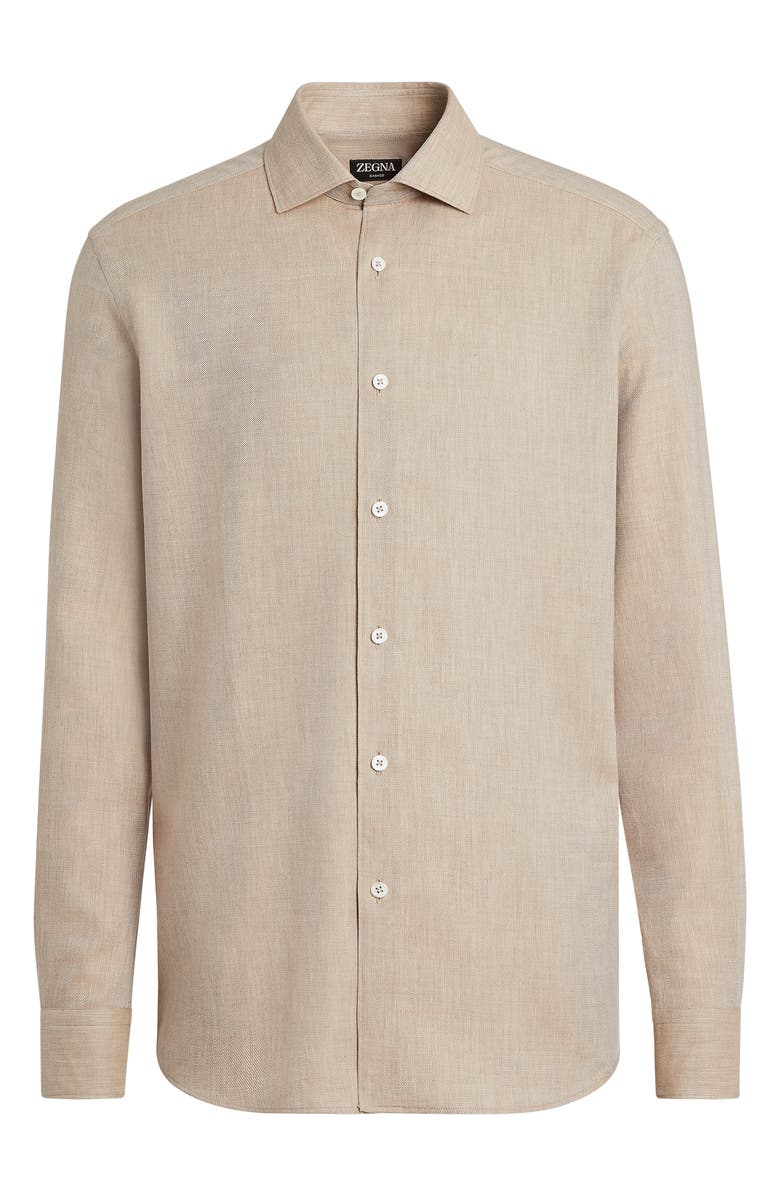 ZEGNA Cashco Cotton & Cashmere Button-Up Shirt, Alternate, color, 