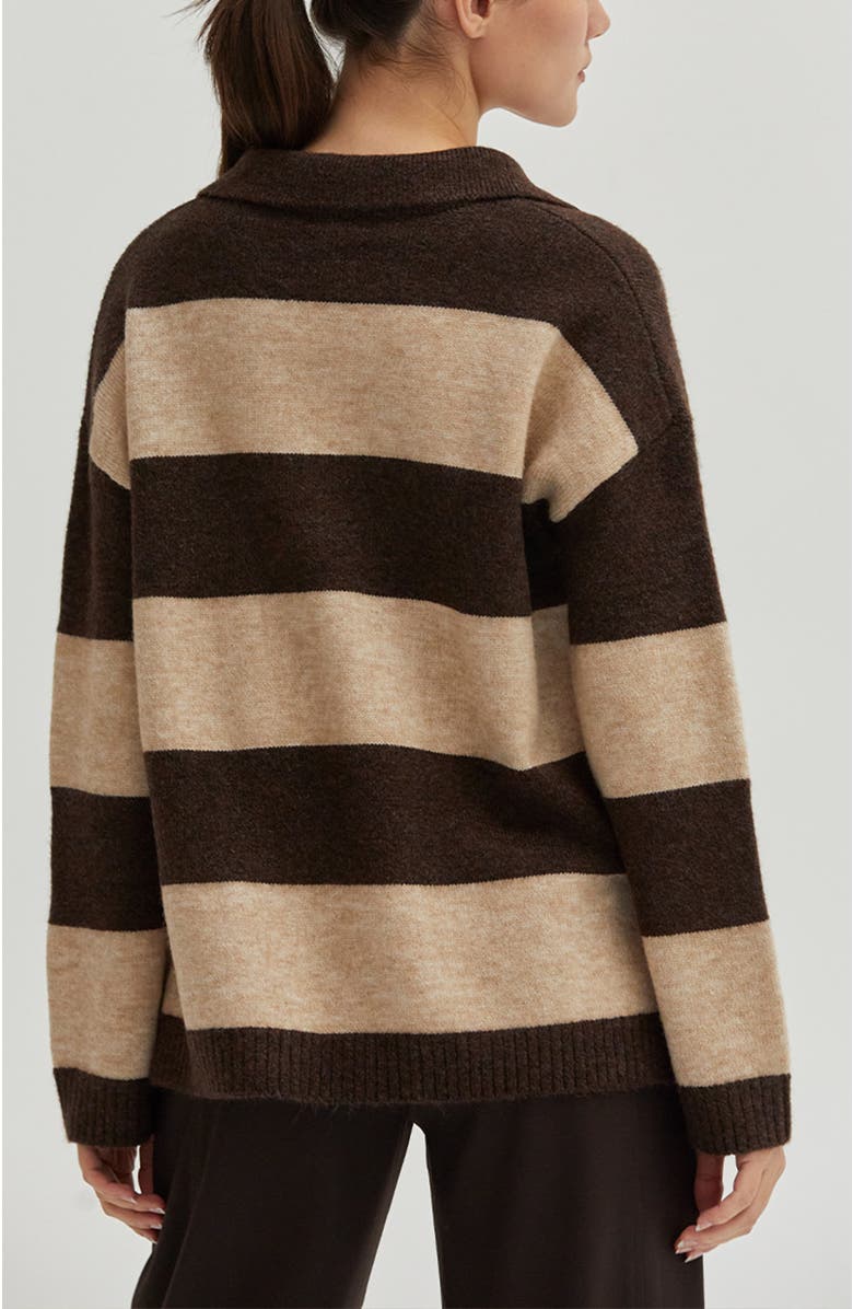CRESCENT Stripe Polo Sweater, Alternate, color, 