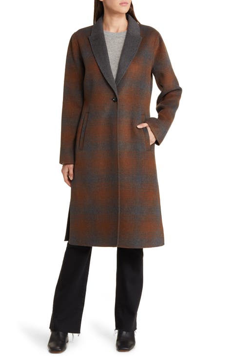 Notch Collar Wool Blend Longline Coat