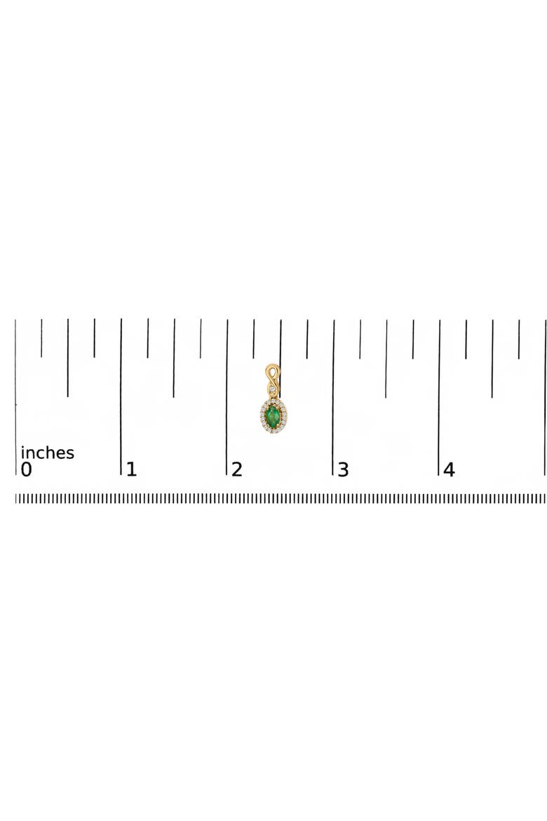 10K Yellow Gold Oval Green Emerald 5x3 mm and 1/7 Ct Diamond Dangle Earrings, Alternate, color, Yellow