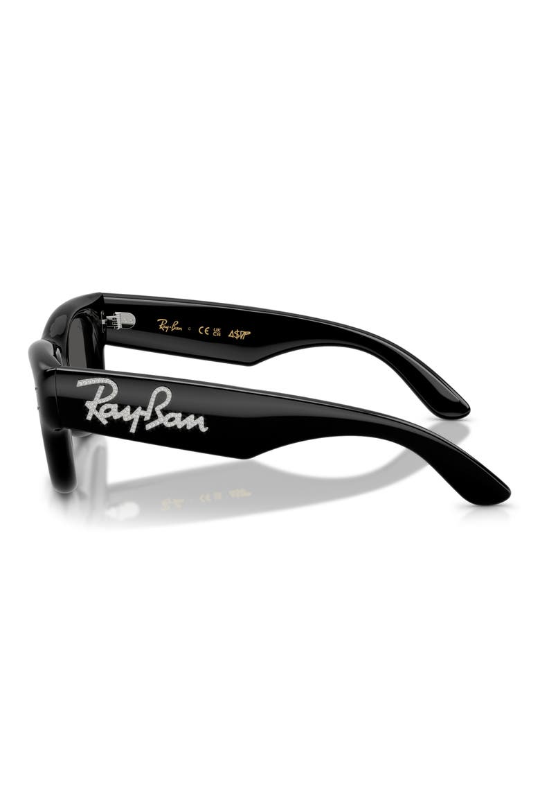 Wayfarer Puffer 47mm Small Square Sunglasses, Alternate, color, BLACK WITH STRASS / DARK GREY