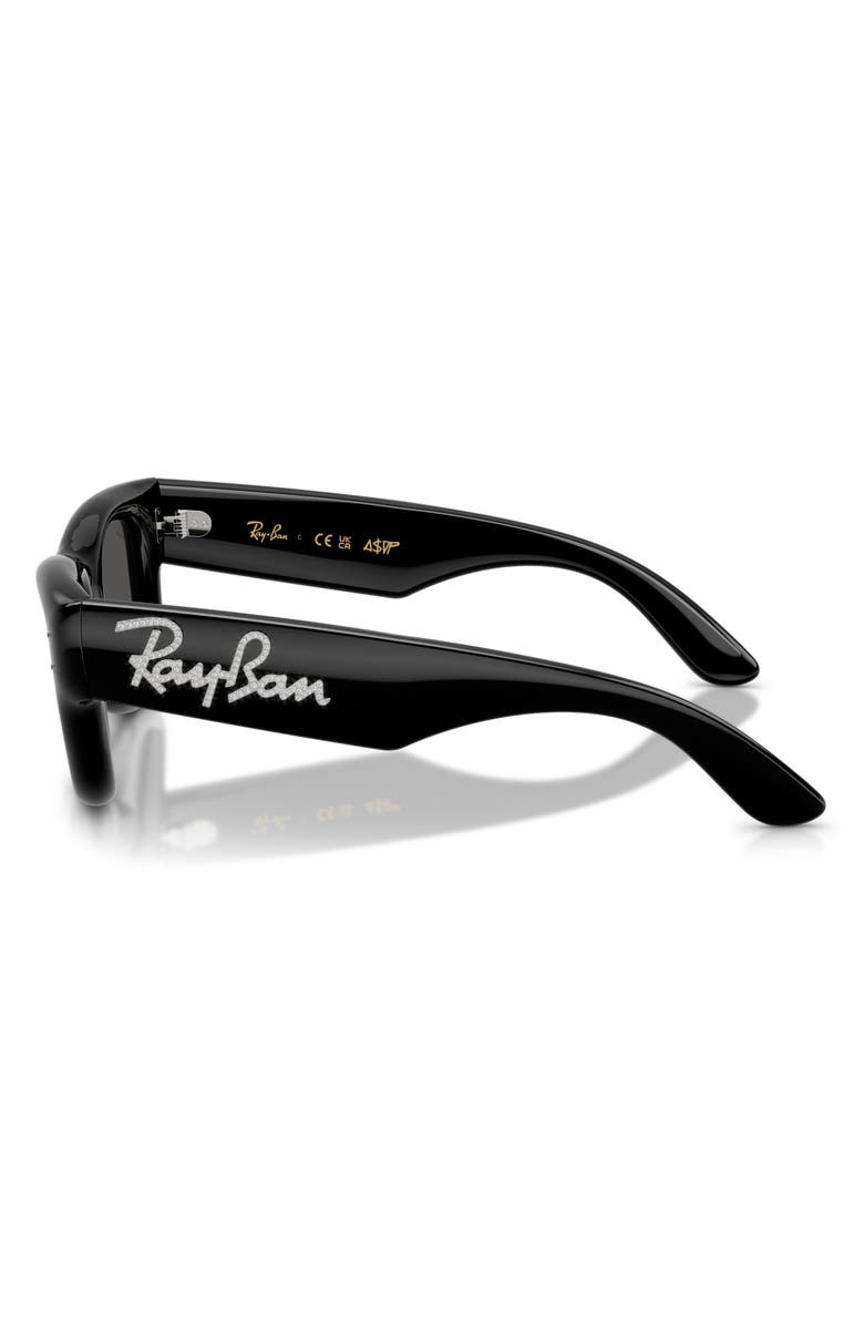 Ray-Ban Wayfarer Puffer 47mm Small Square Sunglasses, Alternate, color, Black With Strass / Dark Grey
