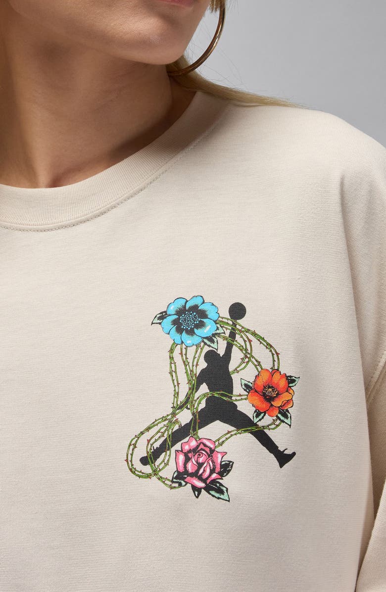 Jordan Flight Oversize Floral Cotton Graphic T-Shirt, Alternate, color, Light Ore Wood Brown