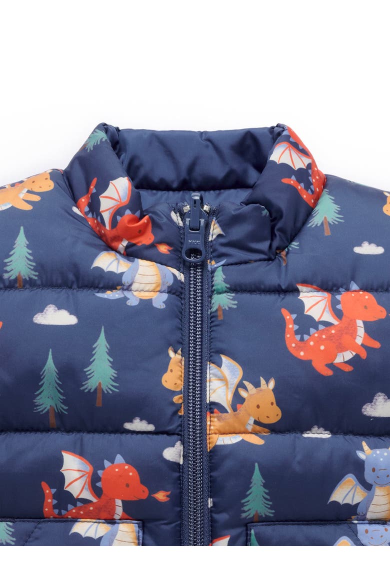 Baby Boy's Reversible Puffer Vest, Alternate, color, Dragon Print