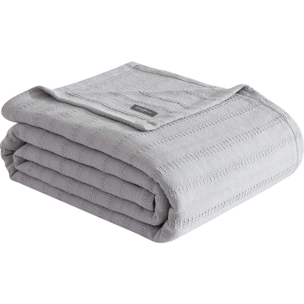 Eddie Bauer Variegated Weave Stripe Cotton Blanket In Grey