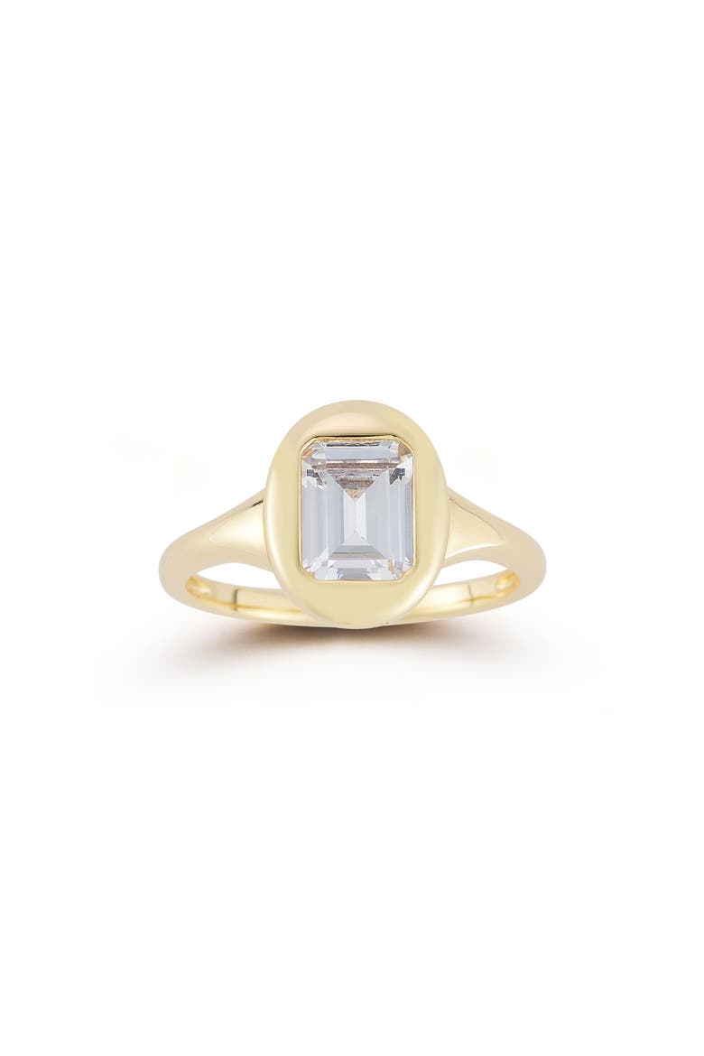 Cubic Zirconia Signet Ring, Alternate, color, GOLD