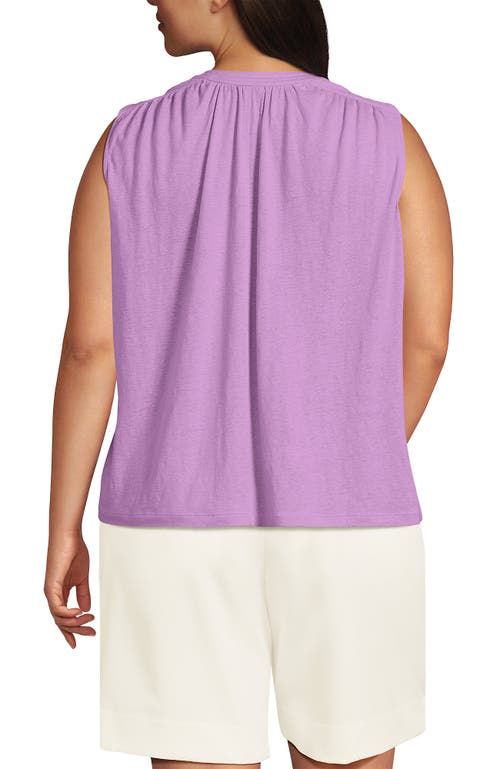 Lands' End Linen Blend Notch Neck Swing Tank Top In Purple