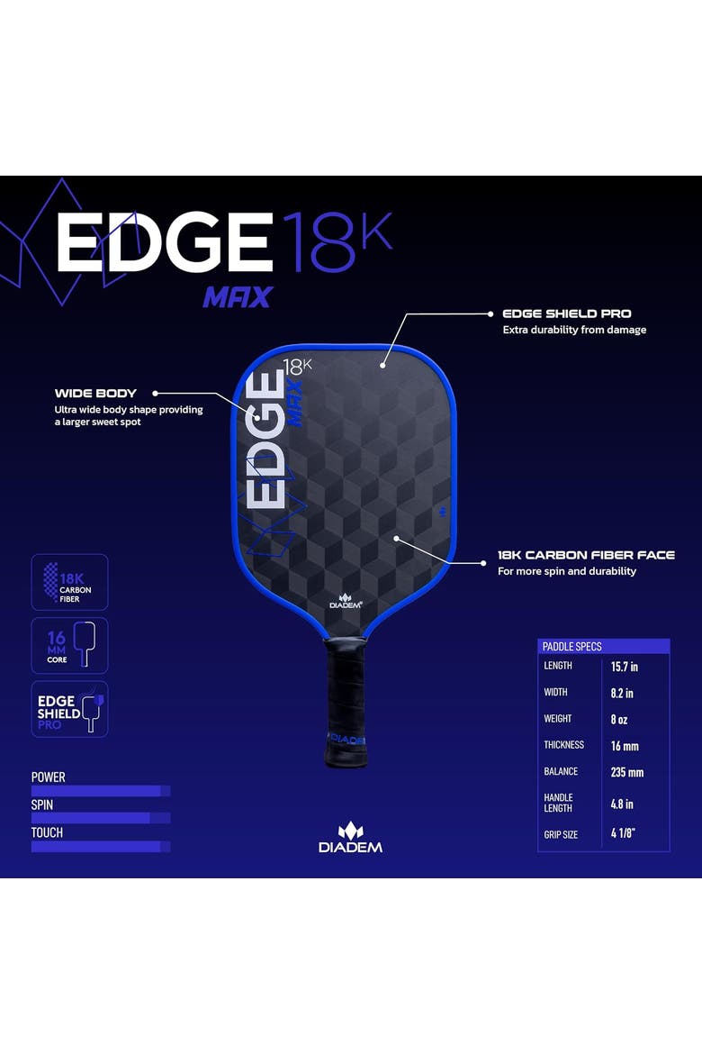 Edge 18k Max Pickleball Paddle - Blue, Alternate, color, Blue