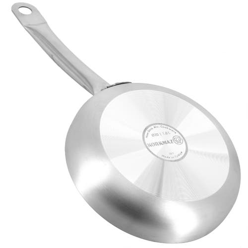 Korkmaz Gastro 12 Inch Proline Professional Series Tava And Frypan In Brushed Silver In Silver