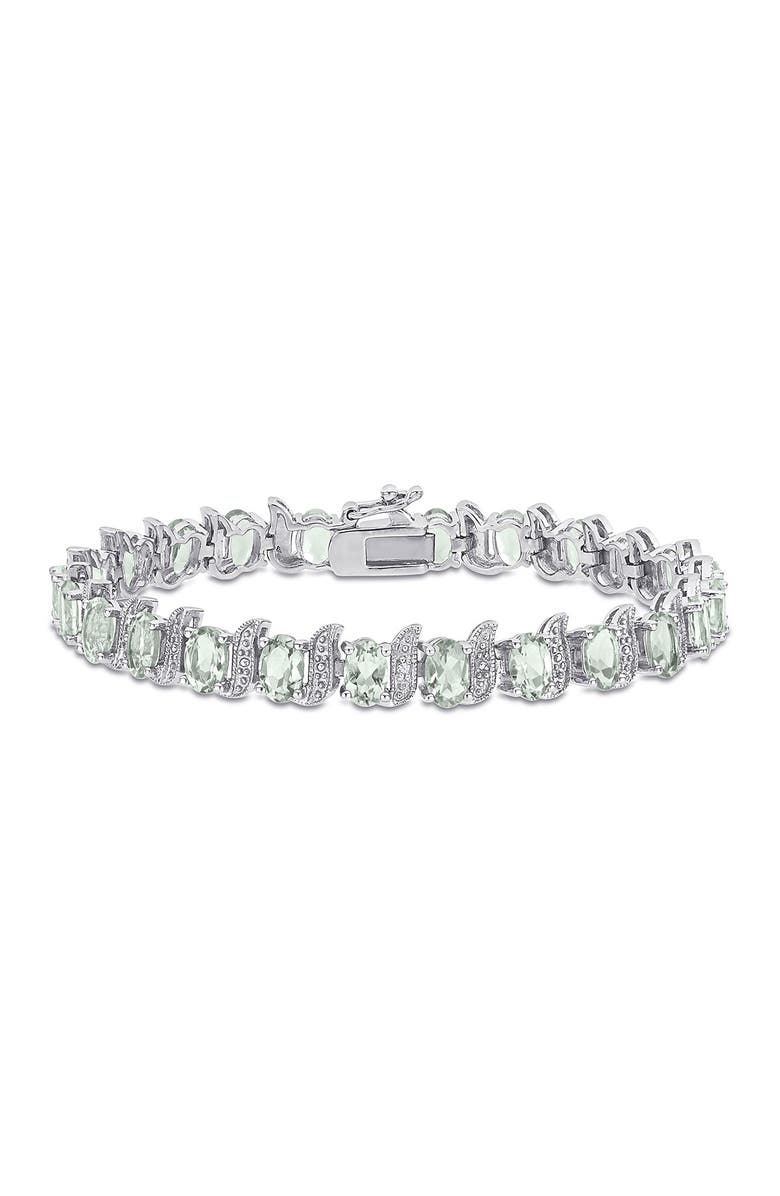 DELMAR Prasiolite & Diamond Link Bracelet, Main, color, Green