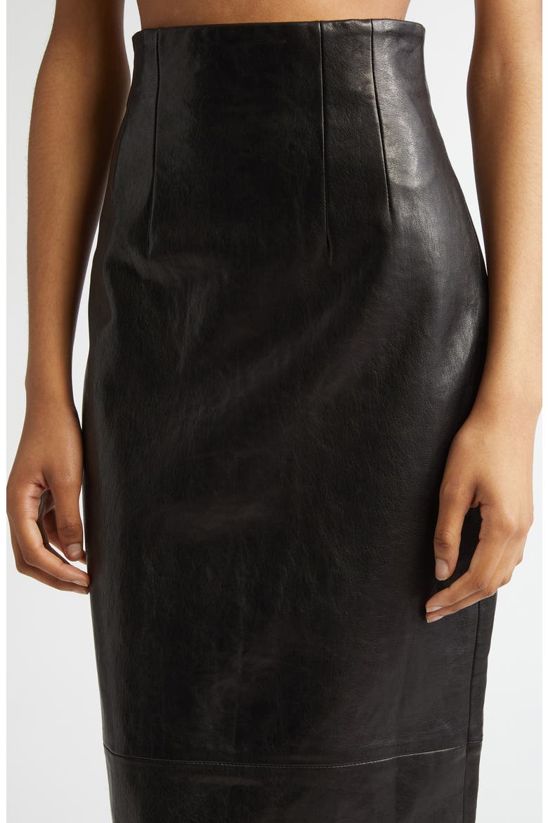 Loxley Lambskin Leather Pencil Skirt, Alternate, color, BLACK