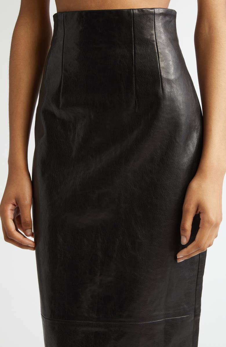 Khaite Loxley Lambskin Leather Pencil Skirt, Alternate, color,