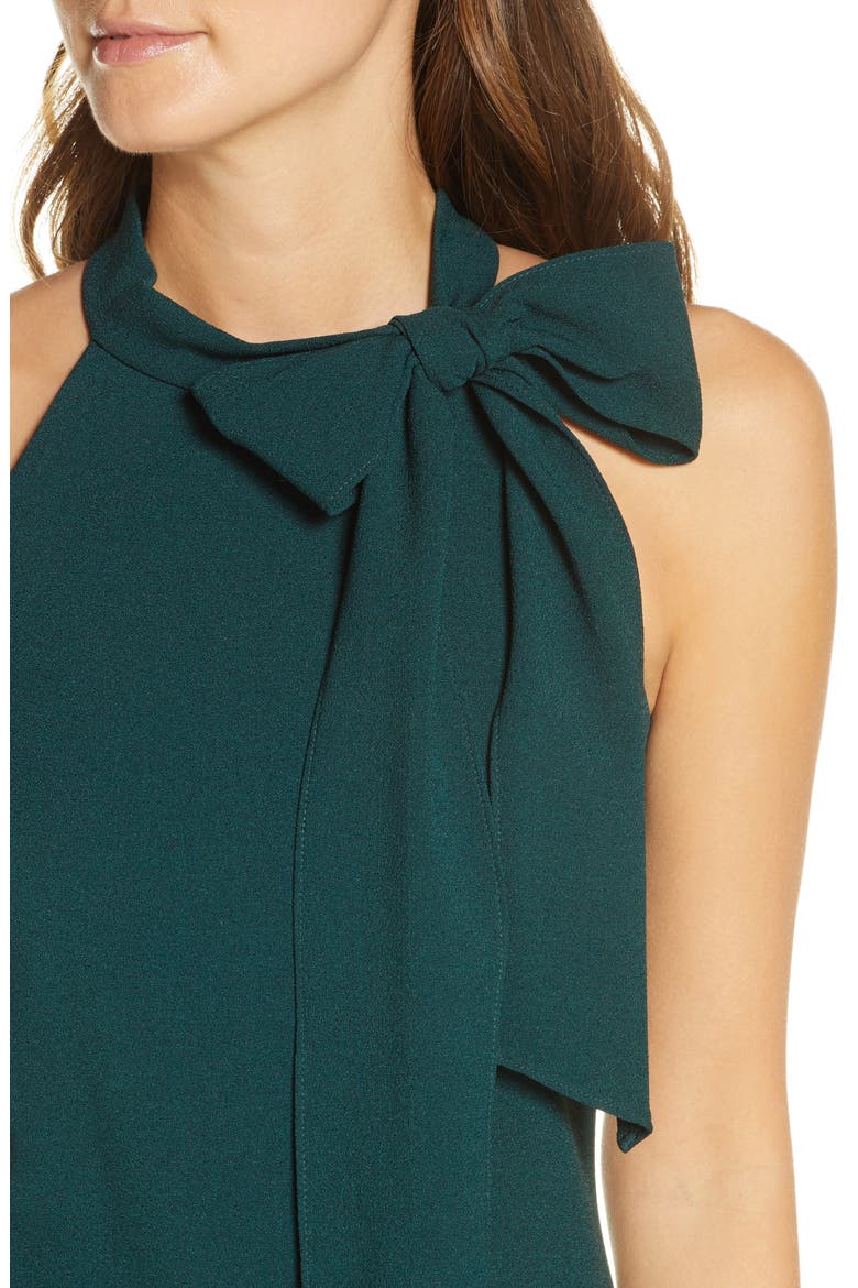 Tie Neck A-Line Dress, Alternate, color, HUNTER