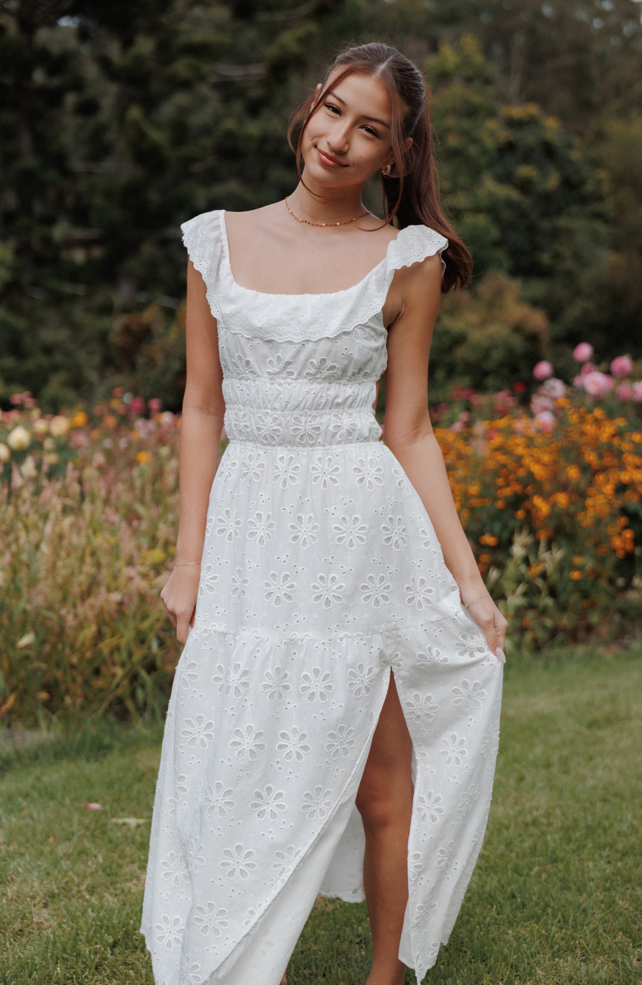 Elywn Embroidered Eyelet Cotton Maxi Dress - image 2