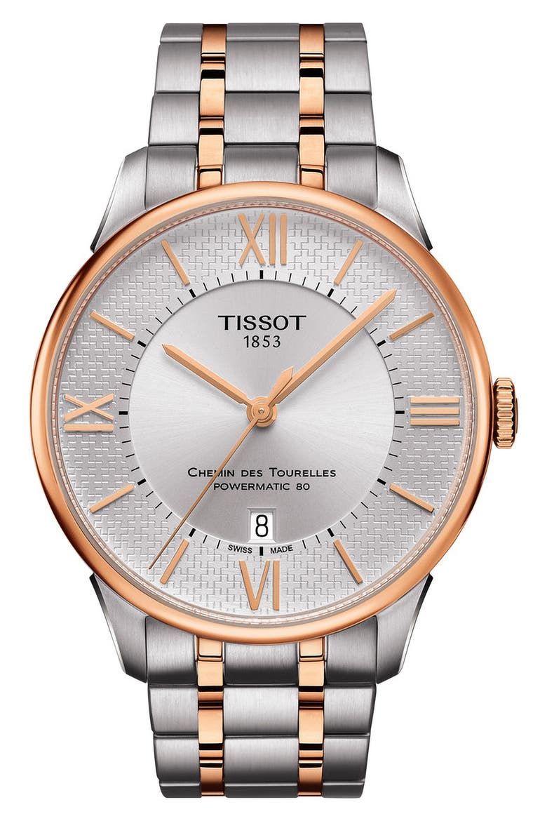 Chemin Des Tourelles Automatic Bracelet Watch, 42mm, Main, color, TWO TONE/ SILVER/ ROSE GOLD