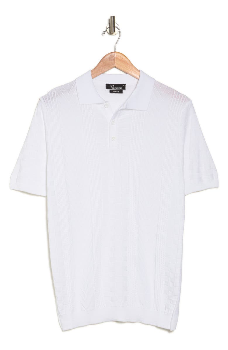 T.R. PREMIUM Textured Sweater Knit Polo, Alternate, color, White