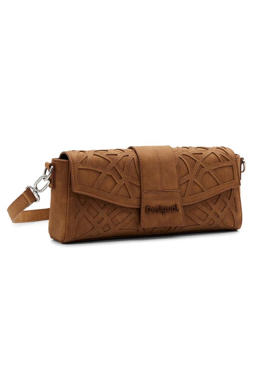 Desigual Bag With Geometric Embossing In Chocolate