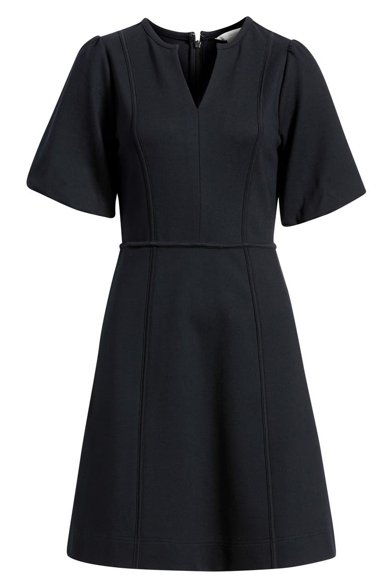 Puff Sleeve Ponte Dress, Alternate, color, BLACK