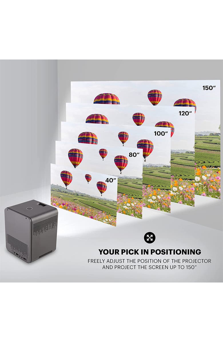 Kodak FLIK HD10 Smart Projector, 1080p Portable Projector with Bluetooth, Wi-Fi & Android TV - Black, Alternate, color, 