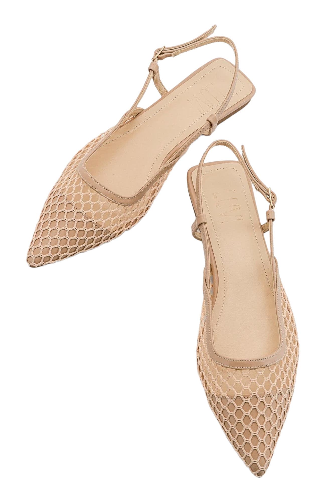 Prologue Shoes Brace Blue Mesh Flat Sandal, Alternate, color, Beige Faux Leather