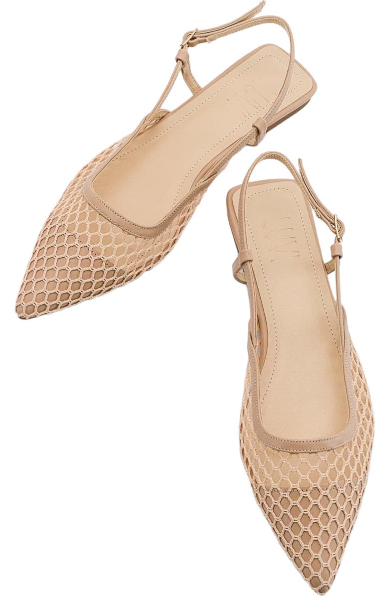 Prologue Shoes Brace Blue Mesh Flat Sandal, Alternate, color, Beige Faux Leather