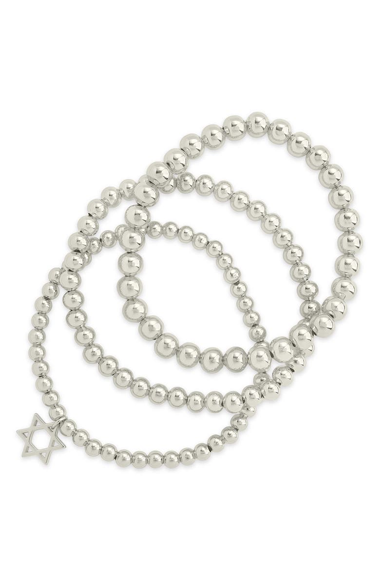Sterling Forever Nessa Star of David 3-Pack Beaded Bracelets, Main, color,