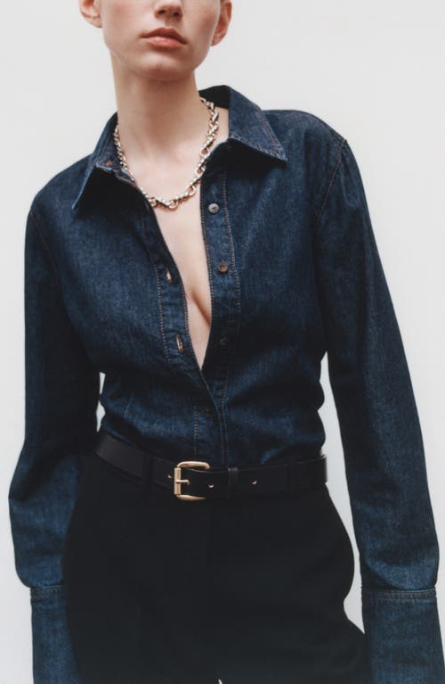 Mango Mara Denim Shirt In Dark Blue