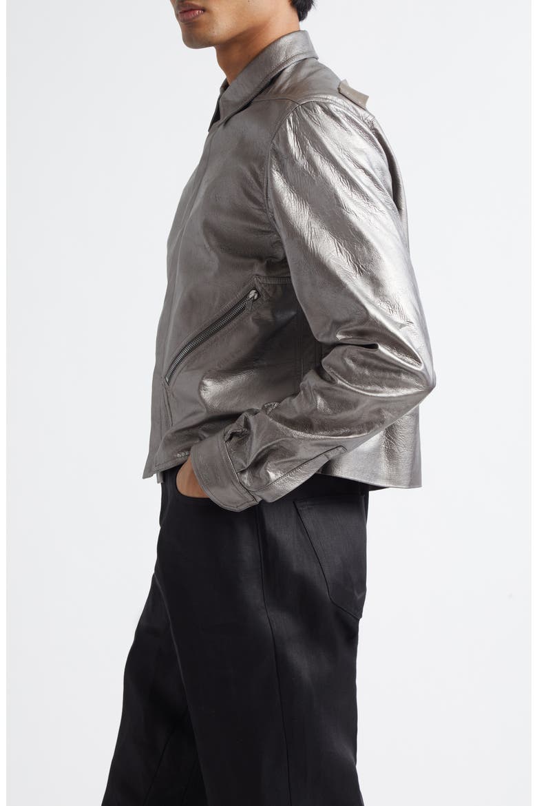 Tour Alice Metallic Leather Jacket, Alternate, color, GUNMETAL