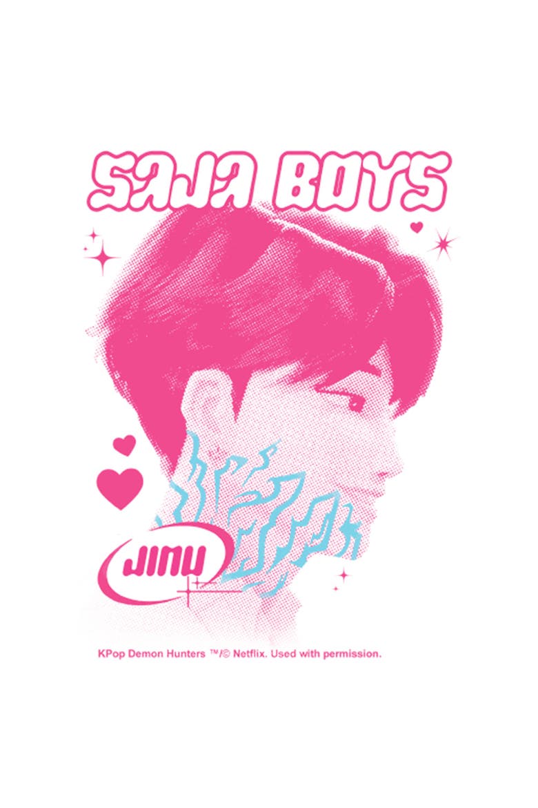 Girl's KPop Demon Hunters Jinu Saja Boy Profile  Graphic T-Shirt, Alternate, color, White