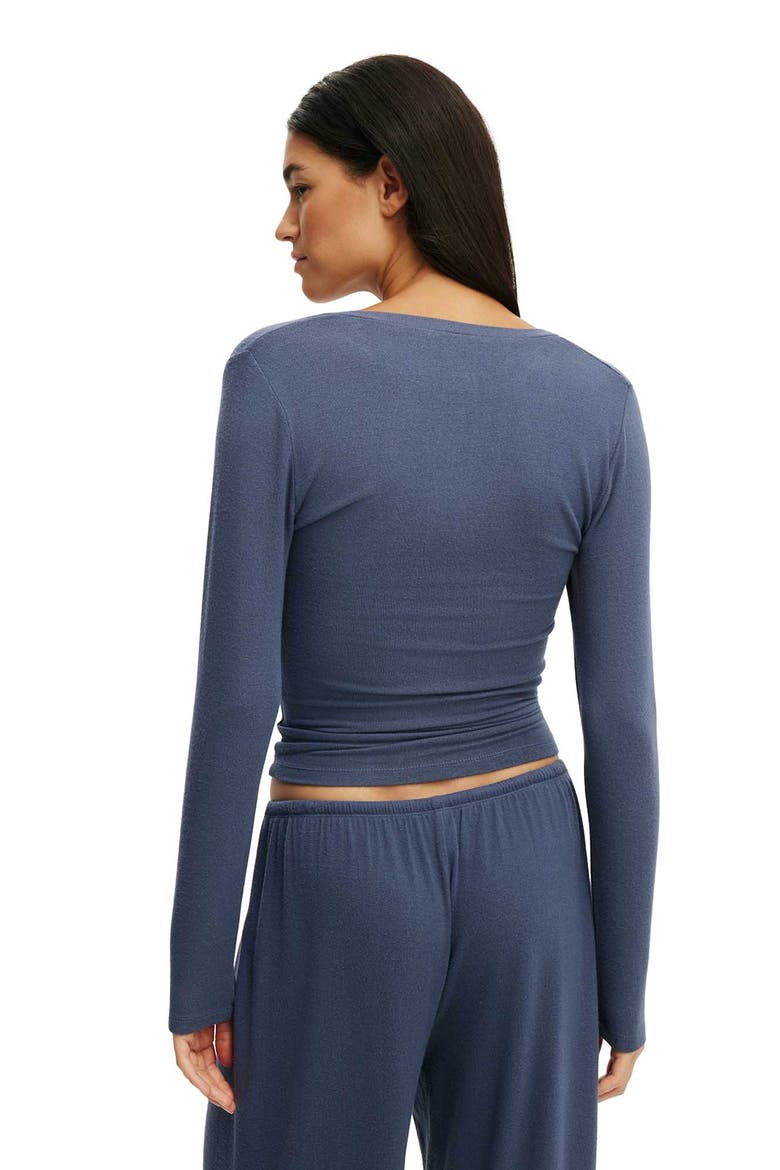 Women's Super Soft Henley Long Sleeve Top, Alternate, color, Steely Blue