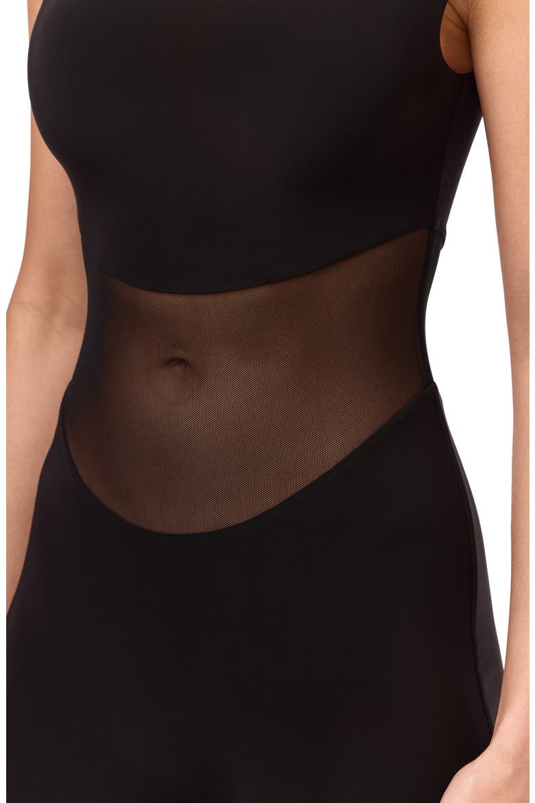 Mesh Mock Neck Jumpsuit, Alternate, color, BLACK