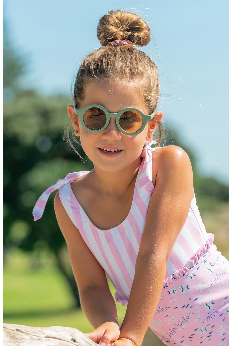 Kids' Pink Sea Print Ruffle One-Piece Swimsuit, Alternate, color, PINK