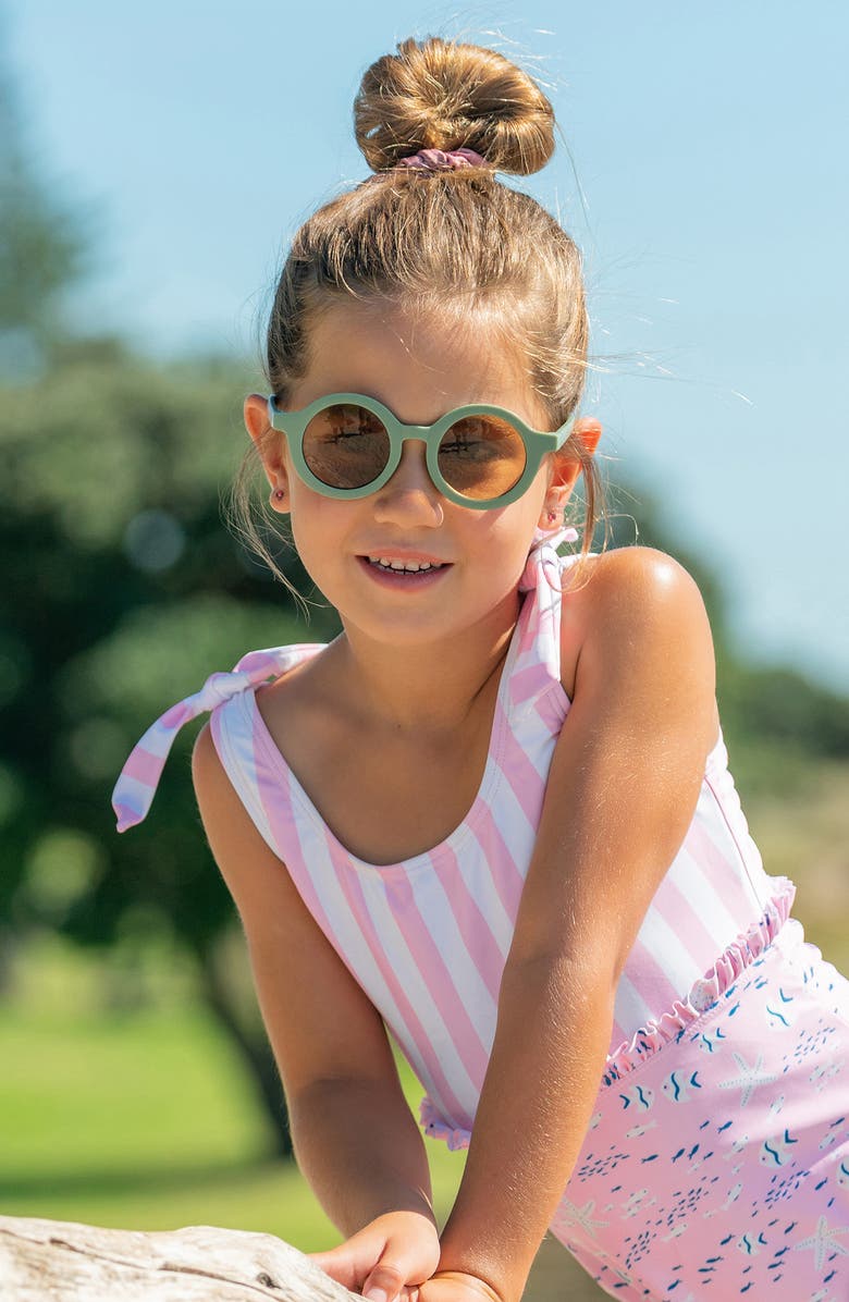 Snapper Rock Kids' Pink Sea Print Ruffle One-Piece Swimsuit, Alternate, color,