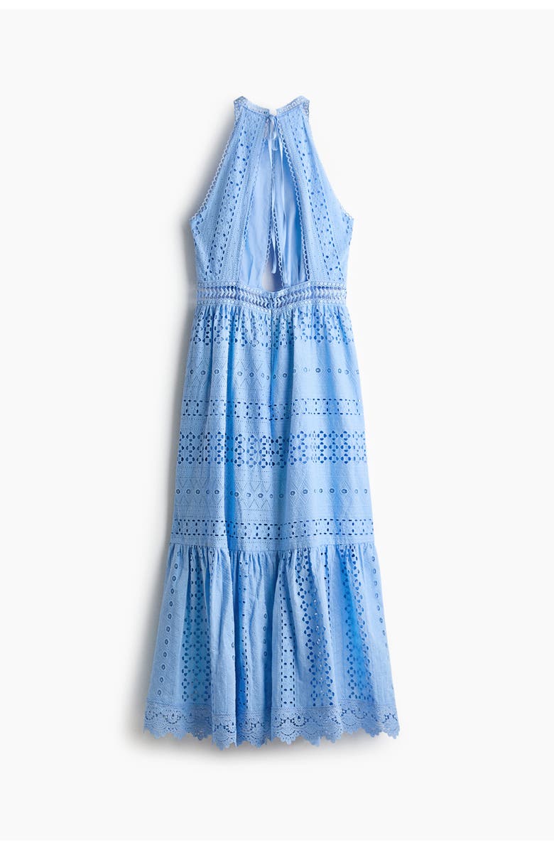 H&M Eyelet-embroidered poplin dress, Alternate, color, Blue